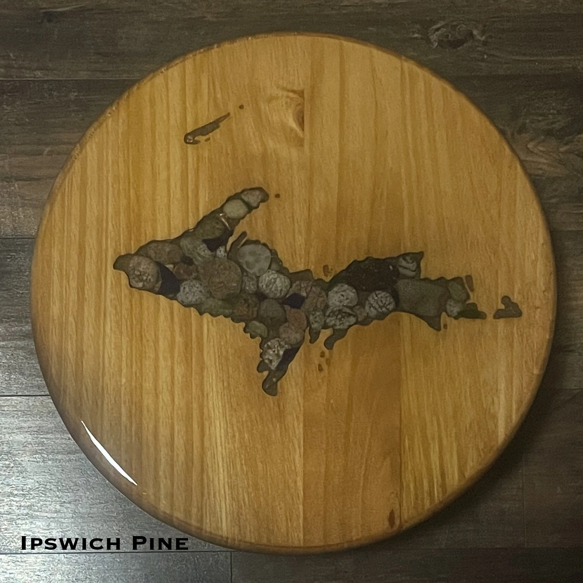 Handmade Upper Peninsula Lazy Susan (Stone Top)