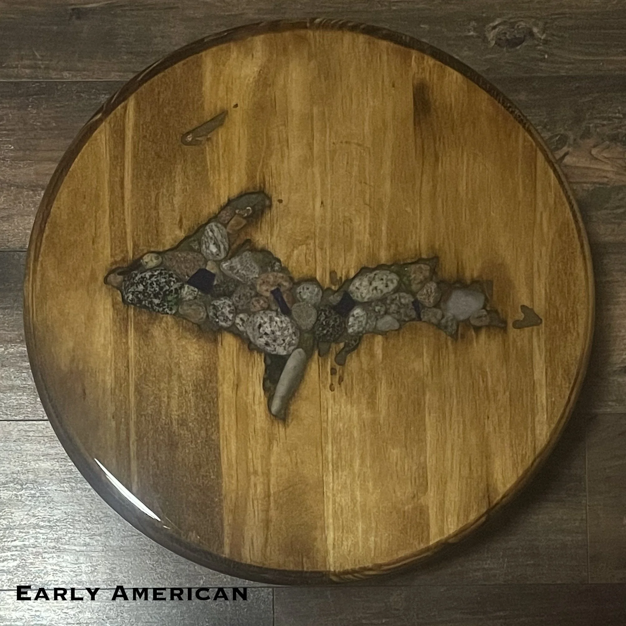 Handmade Upper Peninsula Lazy Susan (Stone Top)