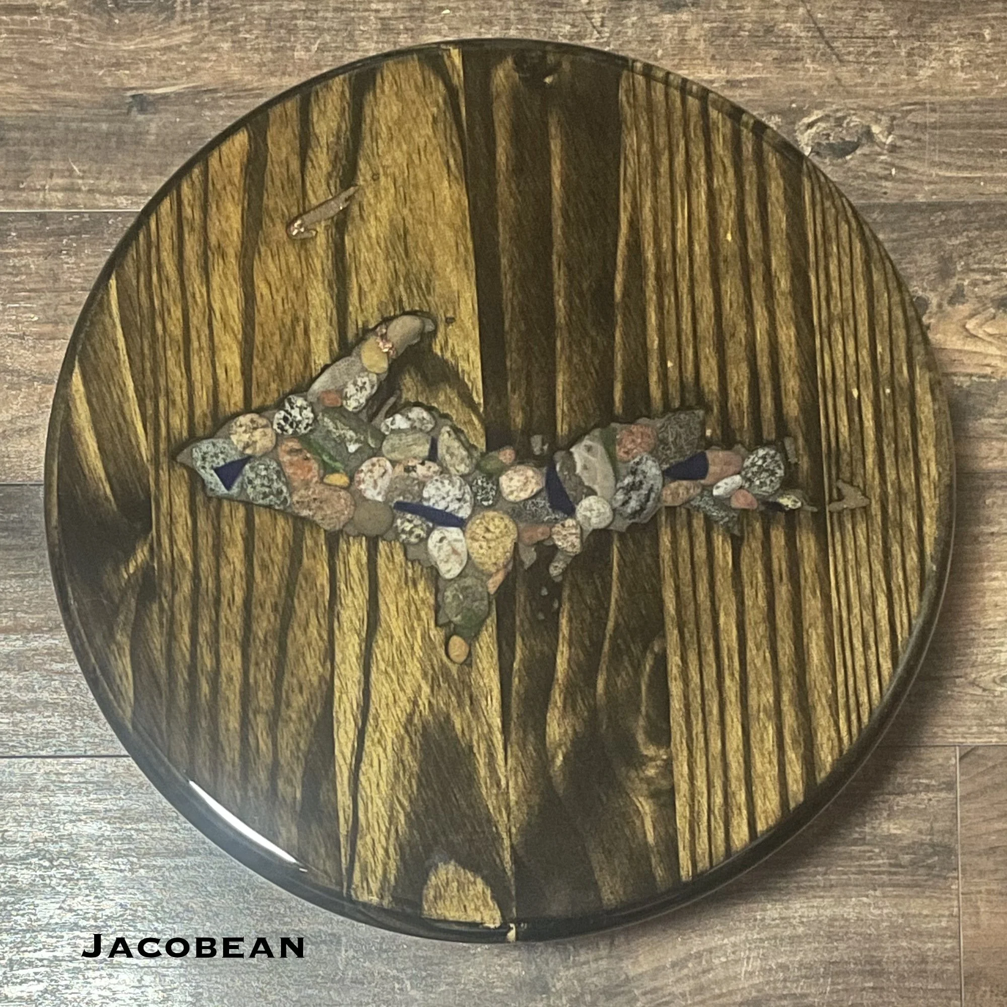 Handmade Upper Peninsula Lazy Susan (Stone Top)