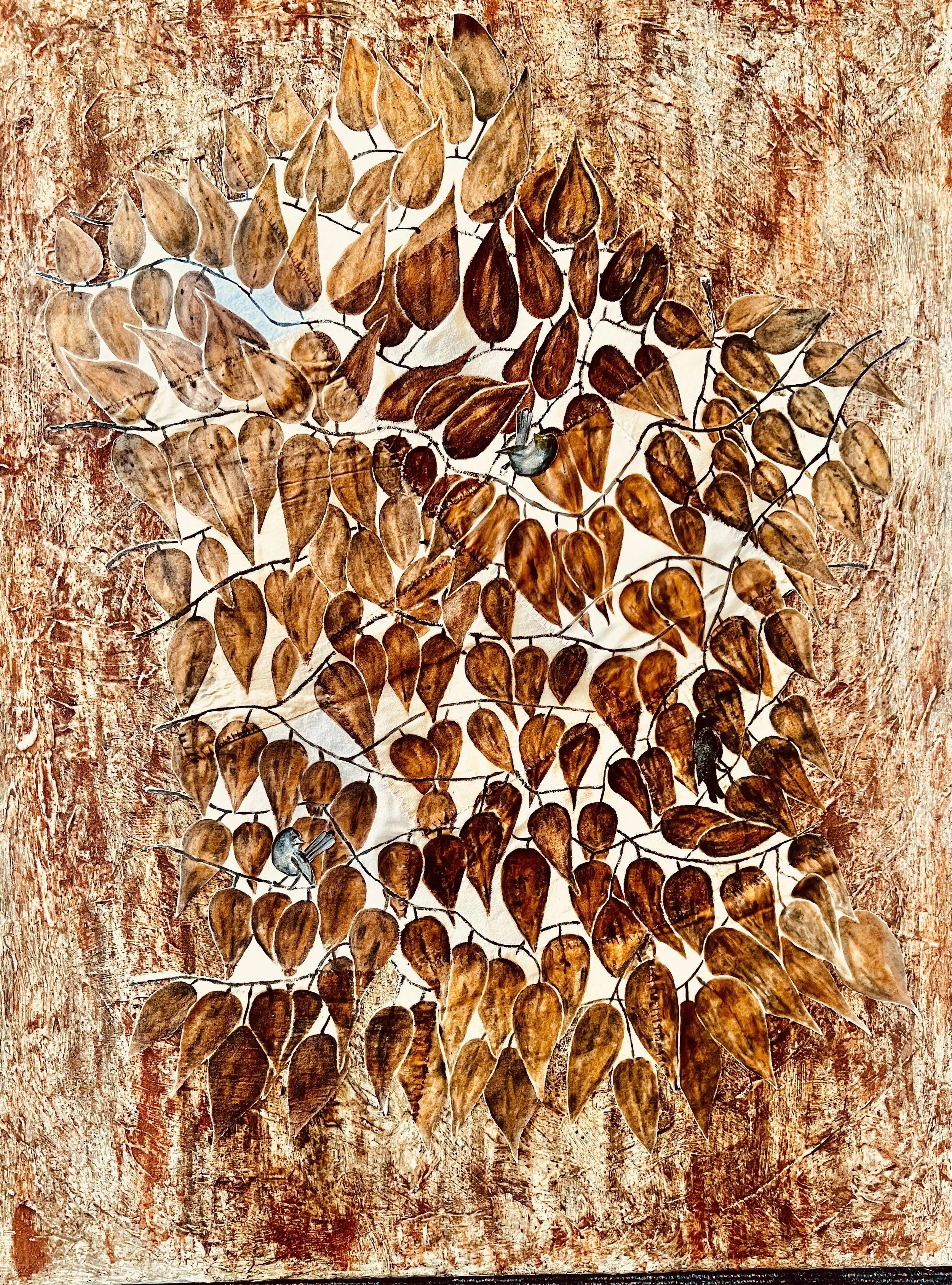 Natural inks and earth pigments on fabric and canvas