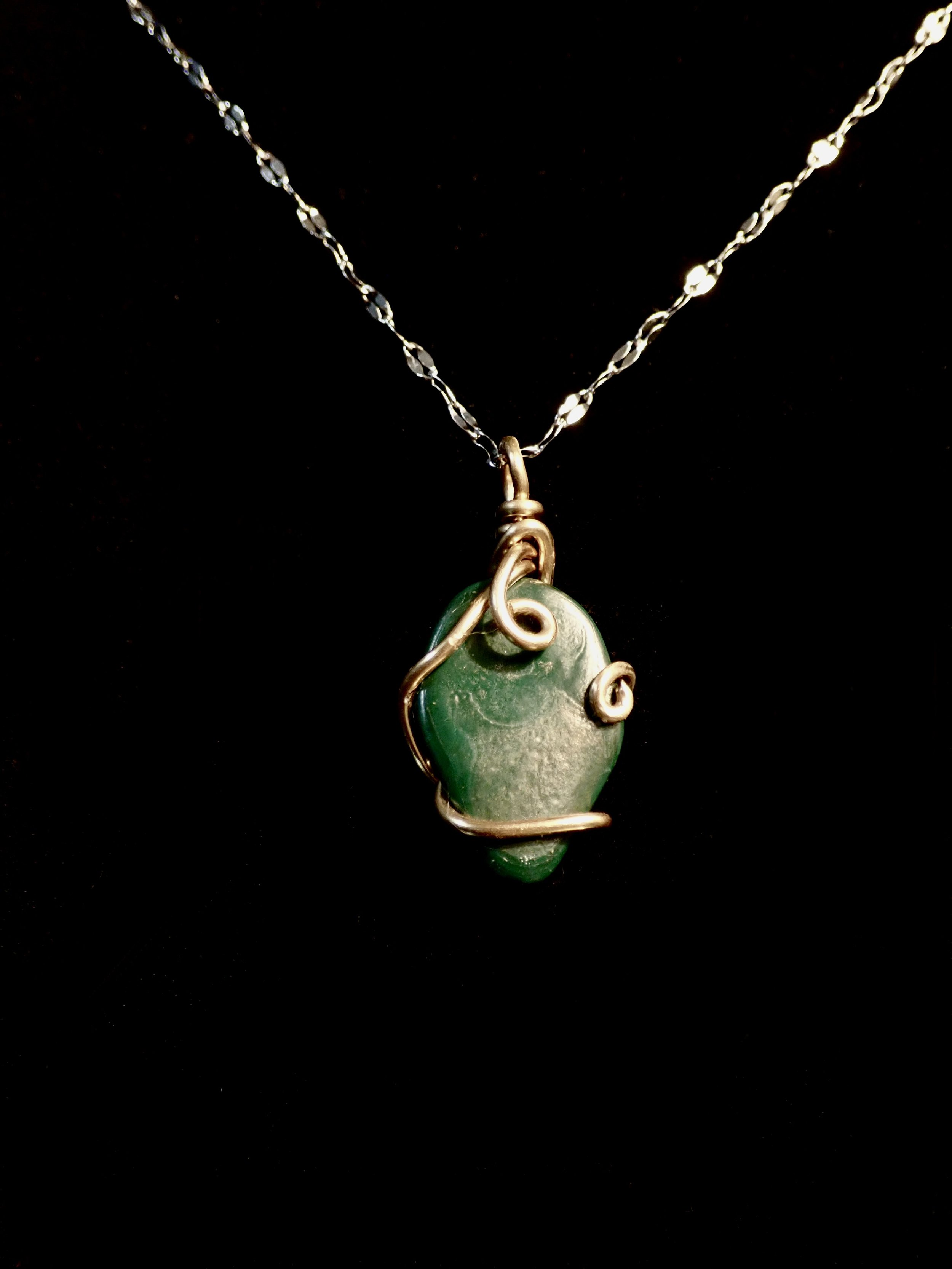 Green Serpentine Pendant — Spirit, Wood & Stone