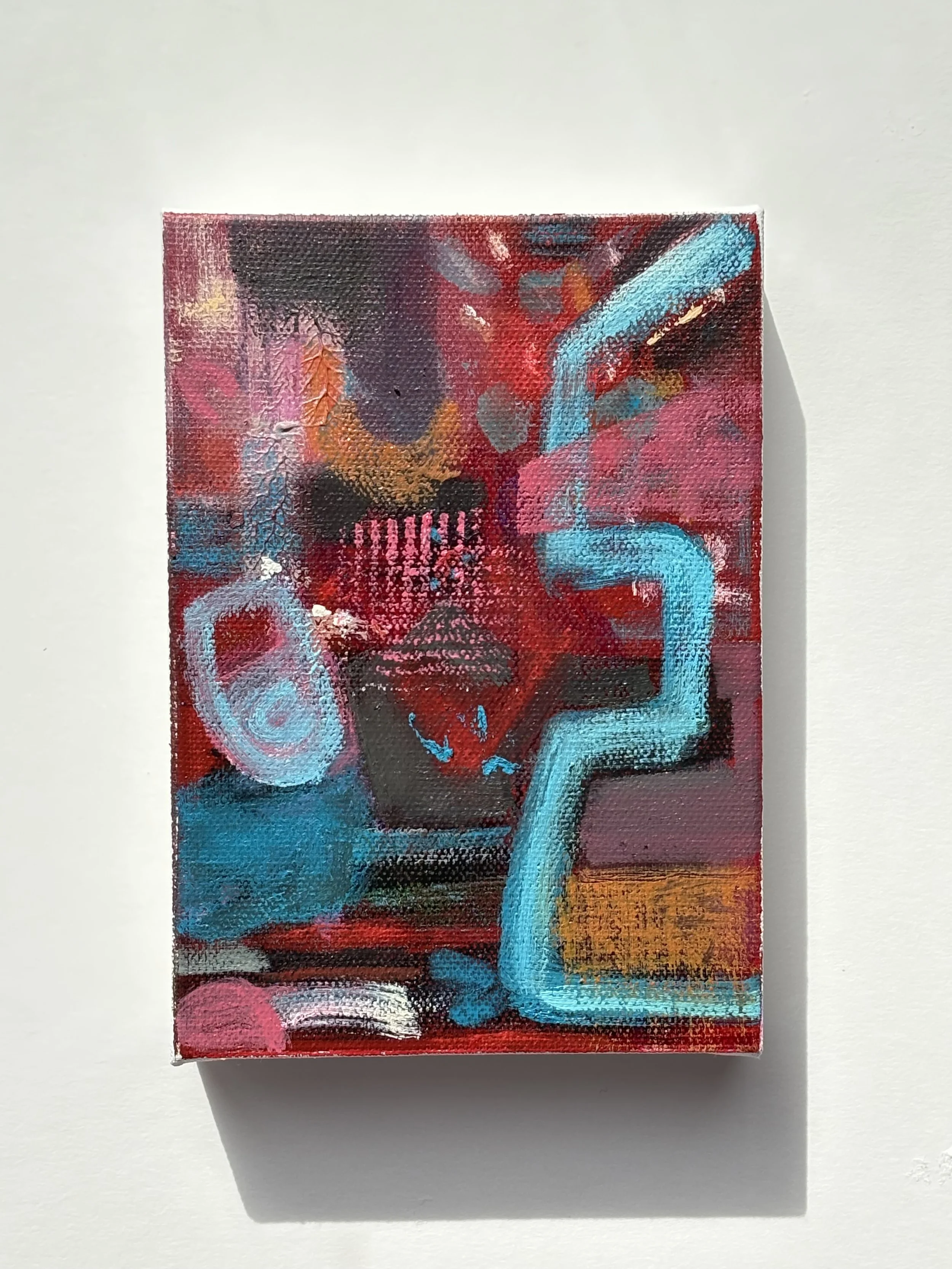 Overdrive 2, acrylic and oil on canvas, 7 x 5 inches