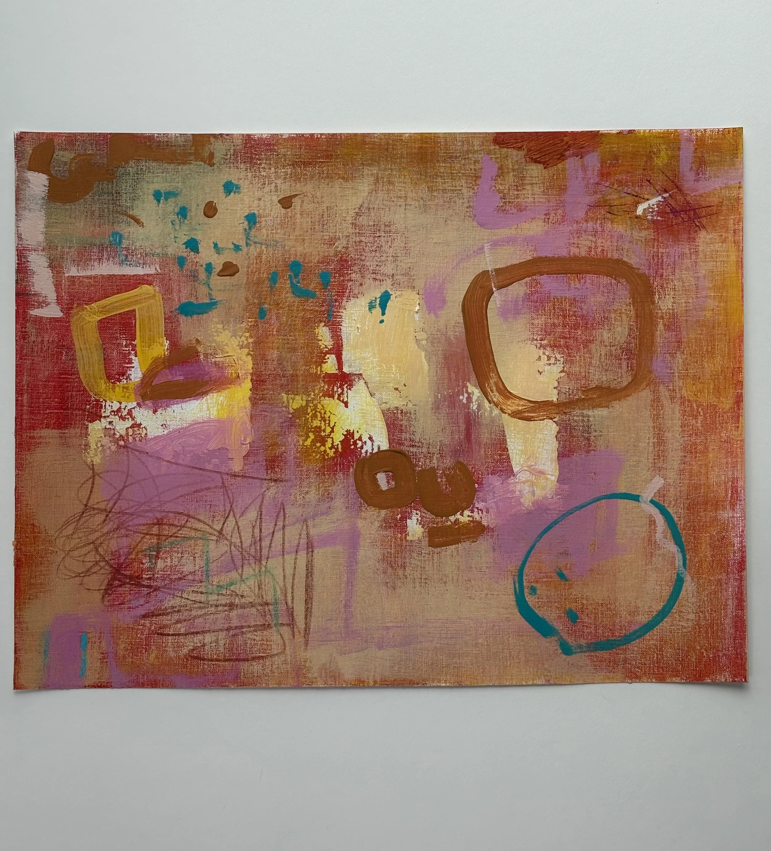 Golden, acrylic and oil on paper, 12 x 16 inches