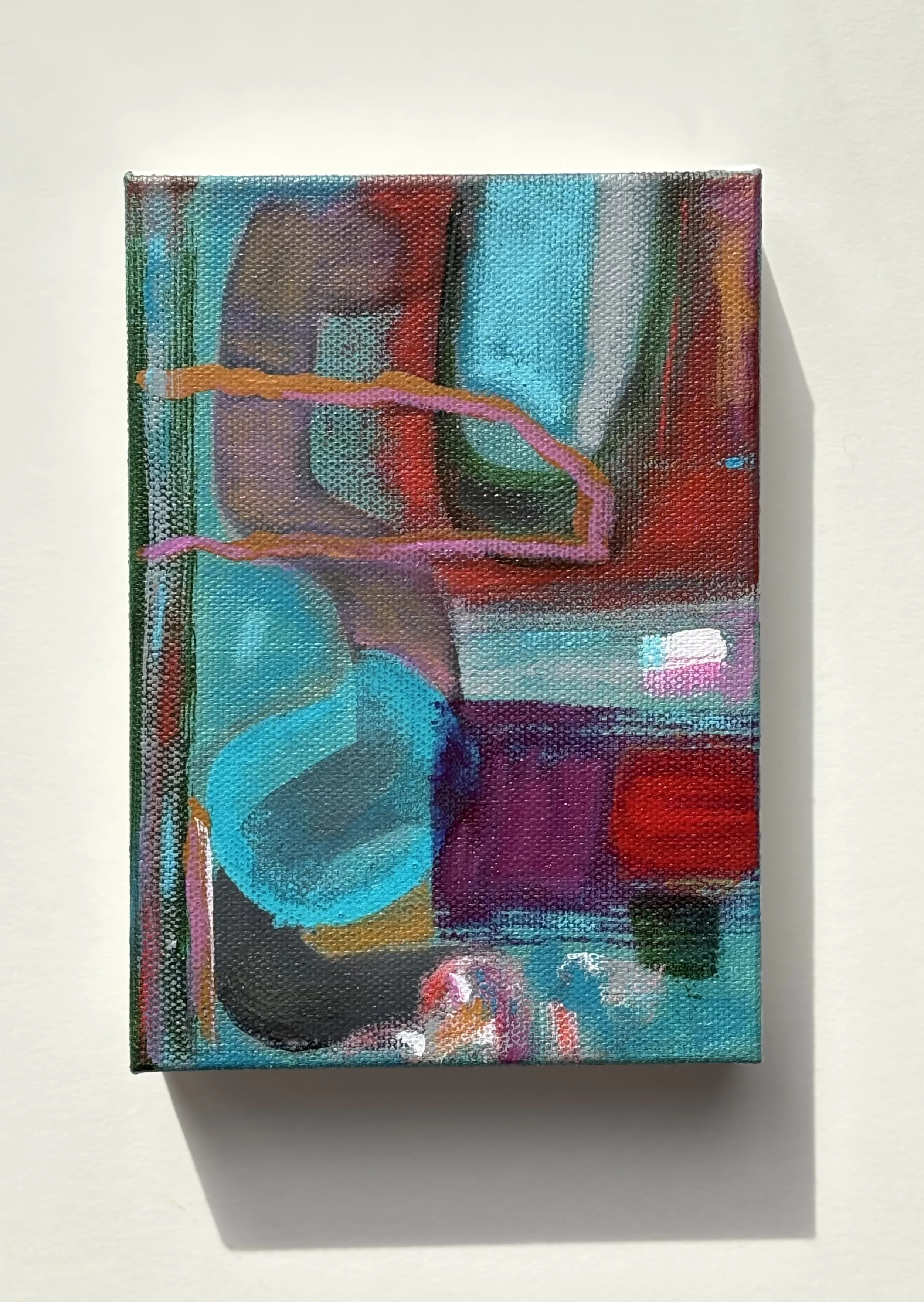 Overdrive 1, acrylic and oil on canvas, 7 x 5 inches