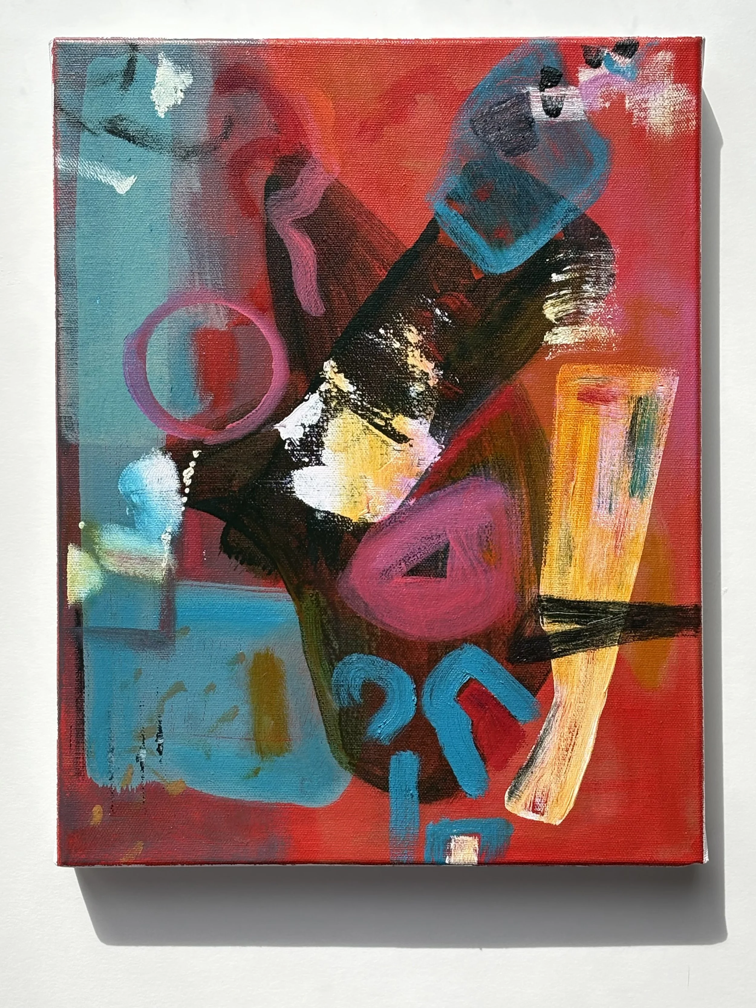 Leverage, acrylic and oil on canvas, 14 x 11 inches