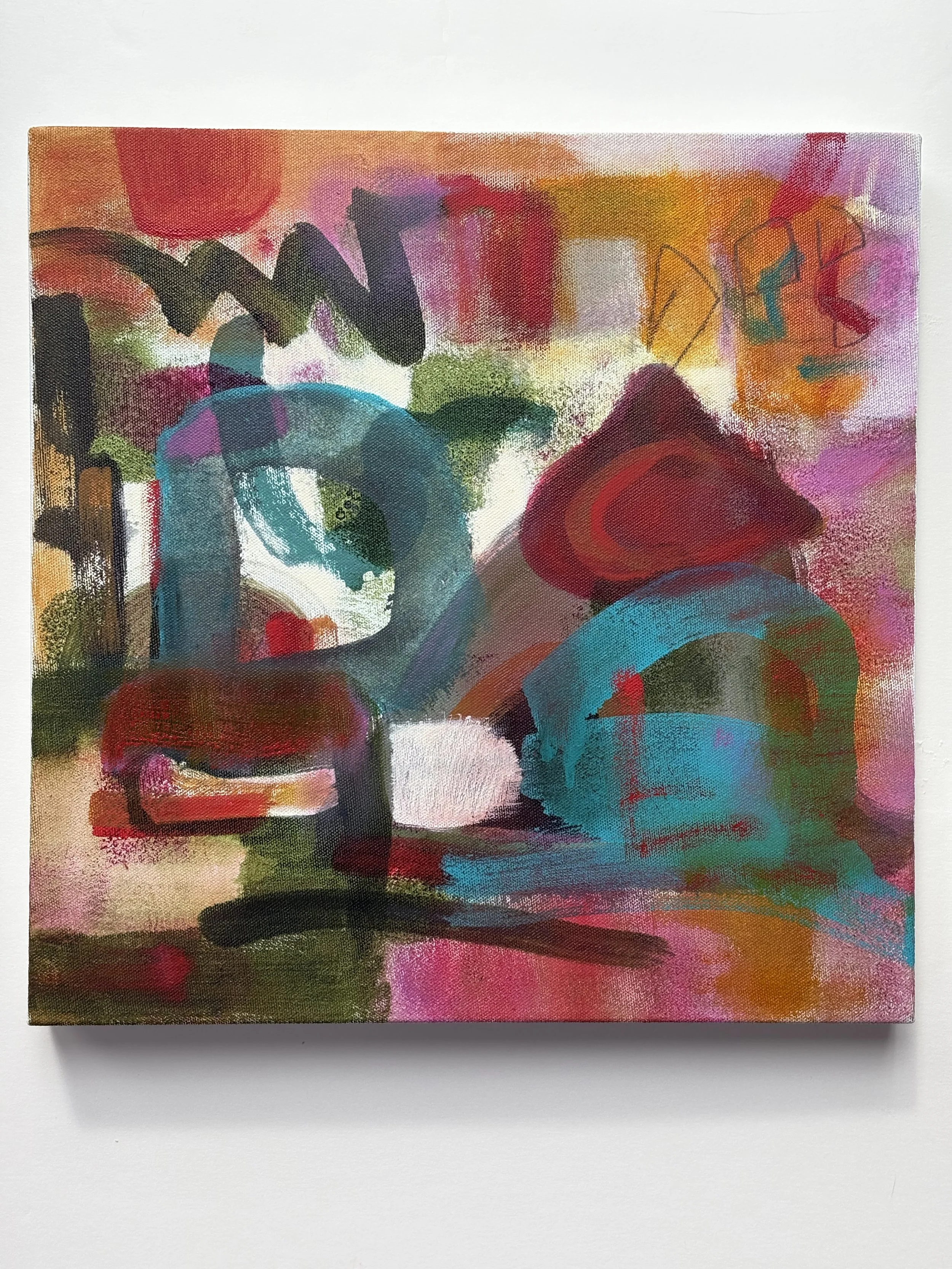 The Ascent, acrylic and oil on canvas, 14 x 14 inches