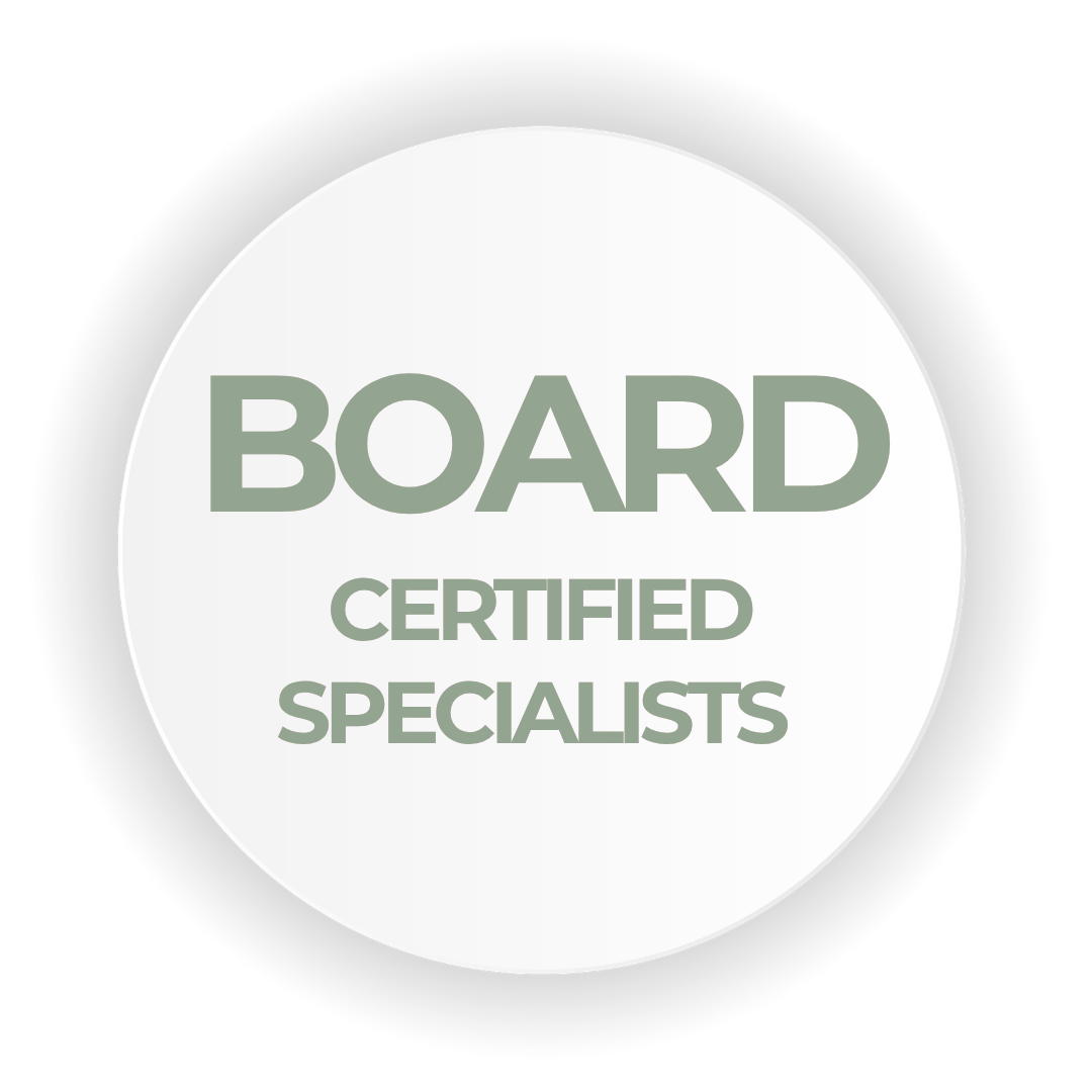 Circle with "board certified specialists" in green