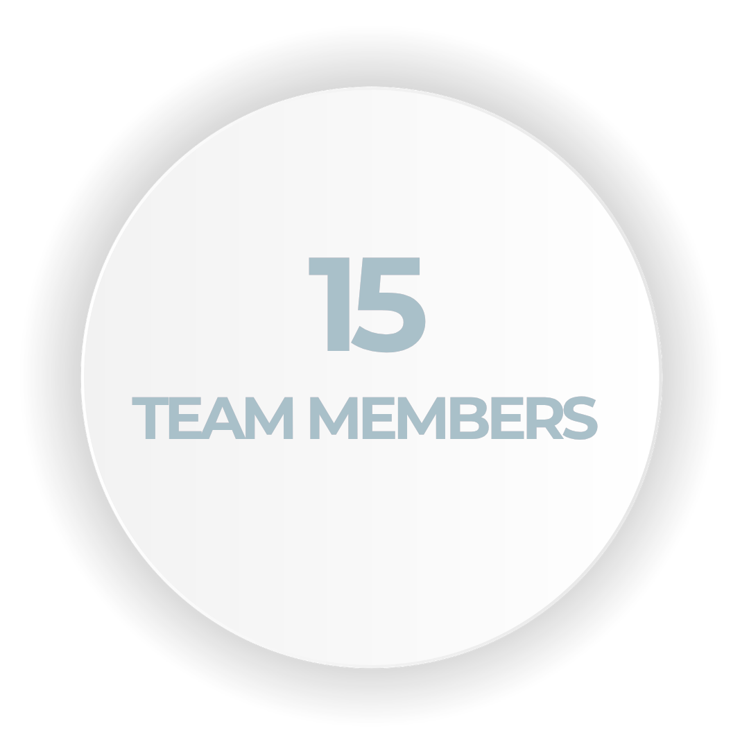 Circle with "15 Team members" in blue