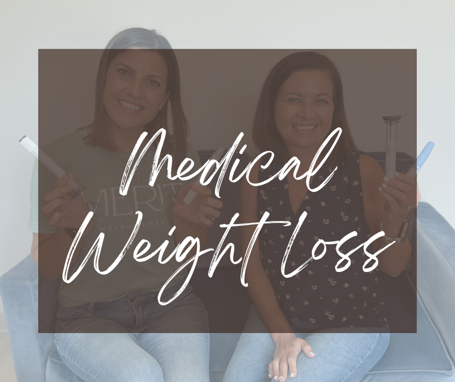 Veronica & stephanie the owners sitting and holding up injections while smiling with "medical weight loss" overlaid on top