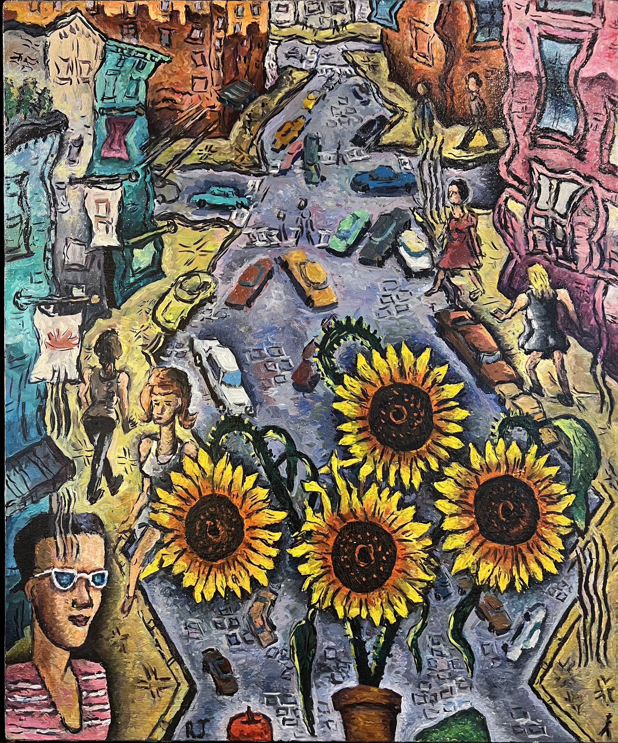  “GREEN STREET”, 1998, OIL ON CANVAS, 36”/30” 