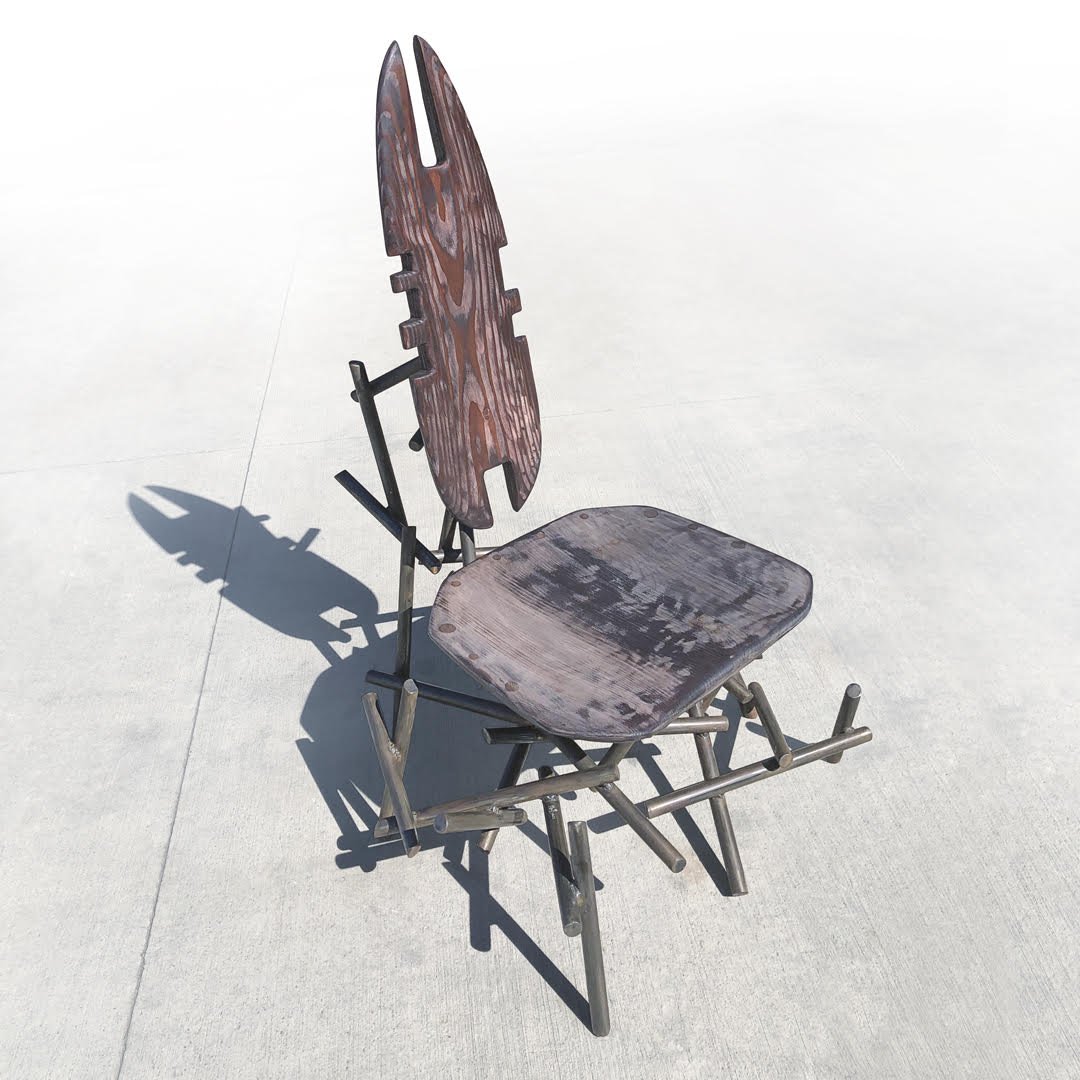  STEEL AND WOOD CHAIR 