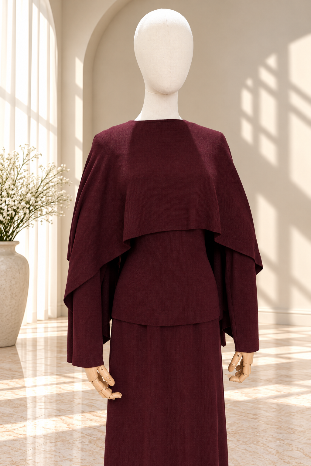 Burgundy Knit Cape in Sunlit Showroom (1).png (Copy)