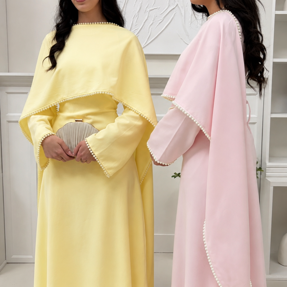Pearl Lined Draped Maxi Dress