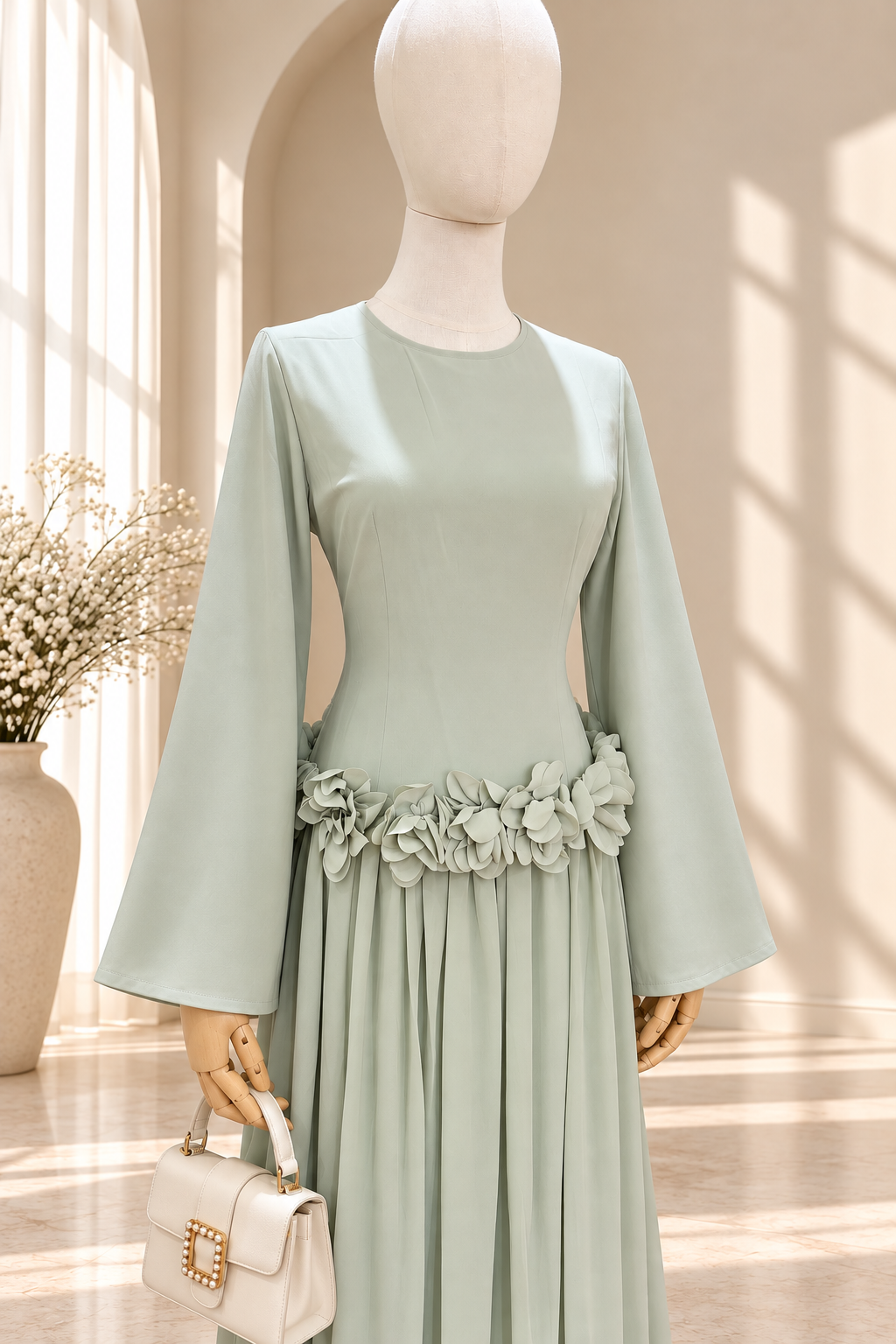 Sage Green Couture with Pearl Handbag.png