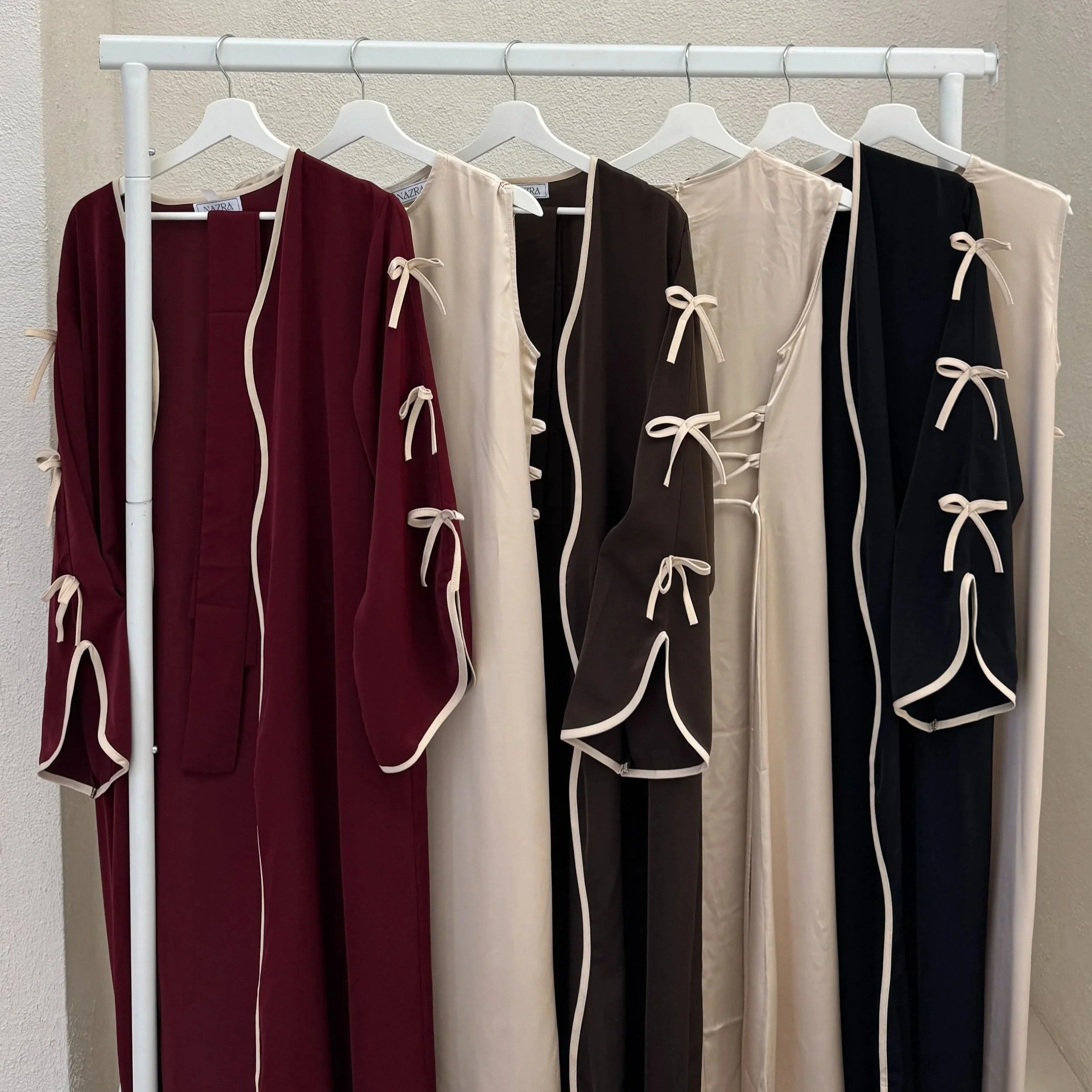 Bow Sleeve Corset Abaya 3-Piece Set