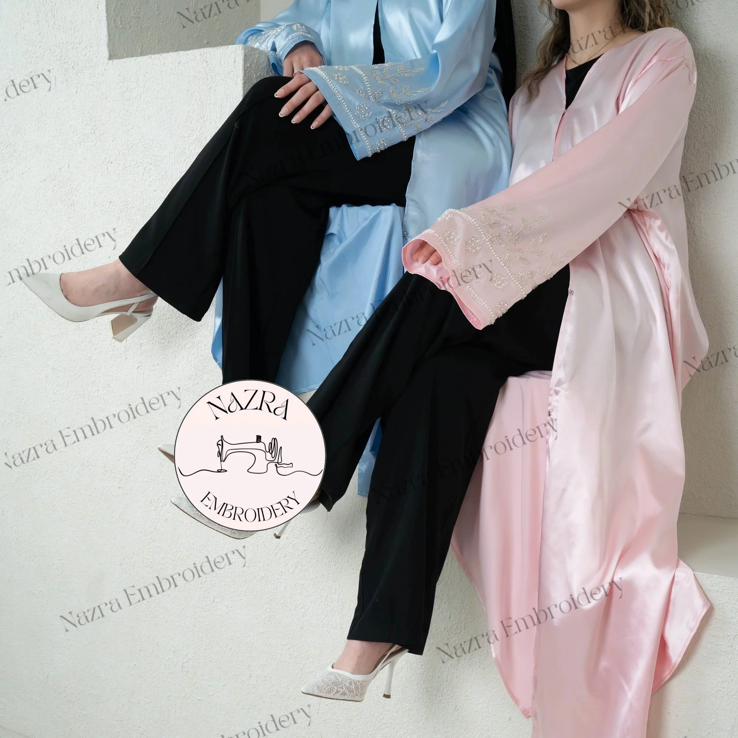 Jewel Sleeve Satin Abaya - 1 piece