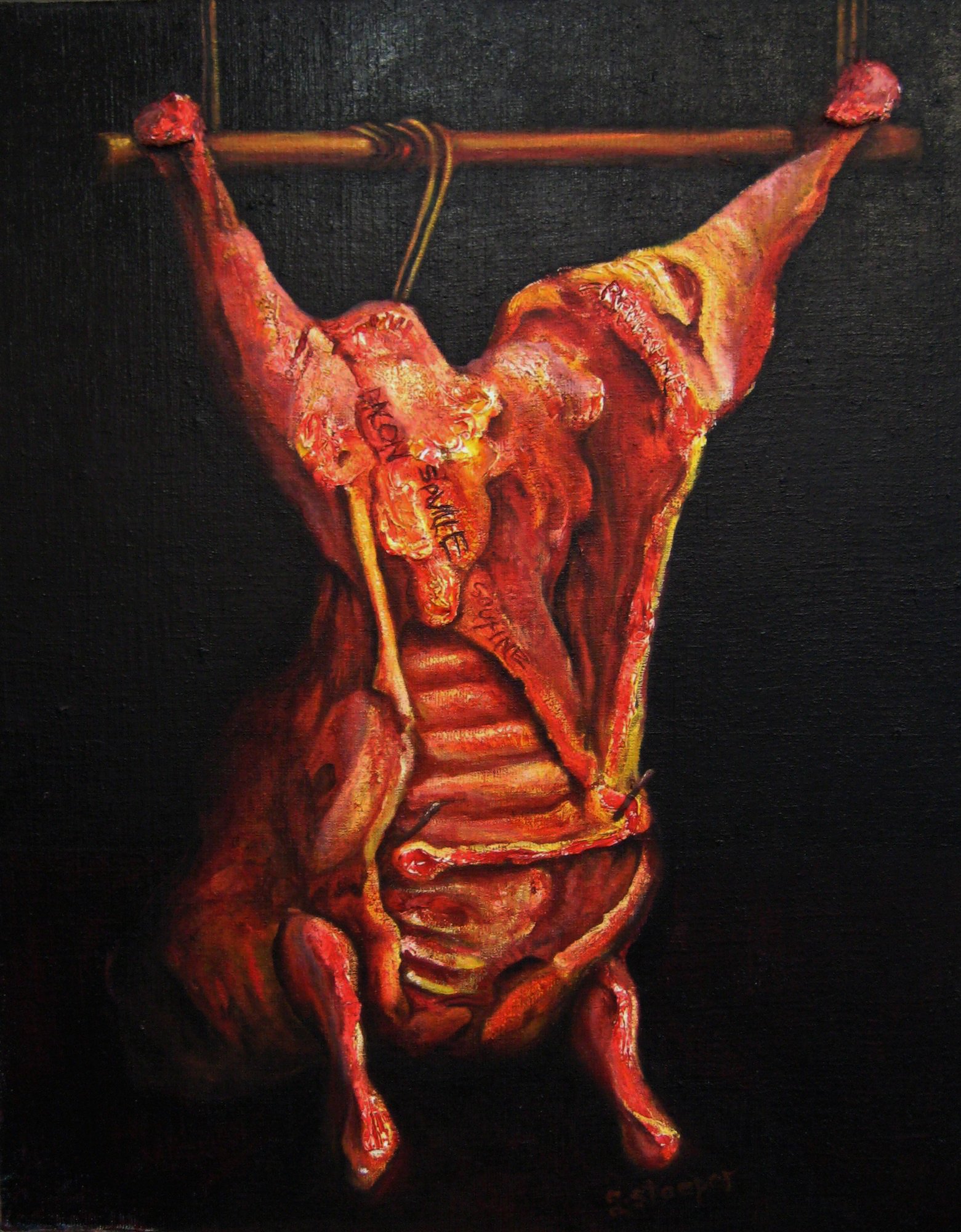 Rembrandt; Soutine; Bacon; Saville (Study of Rembrandt's Ox) (2005)