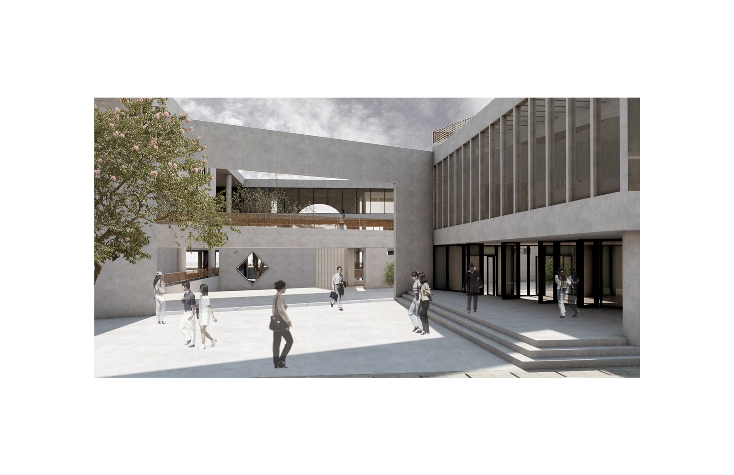 Rendering - Library Building Entrance