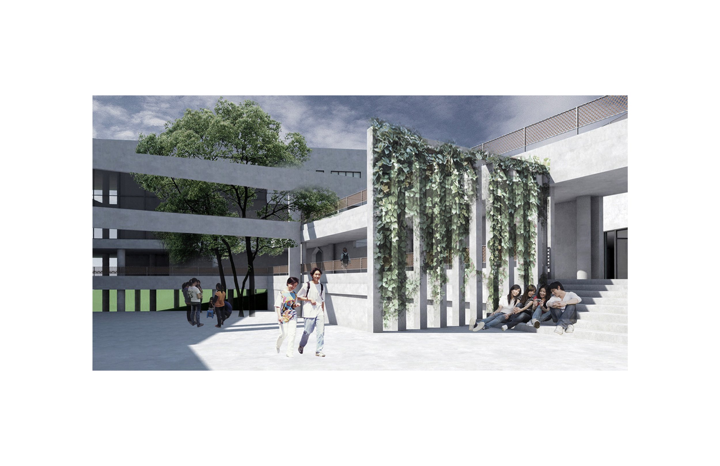 Rendering - Library Building Courtyard