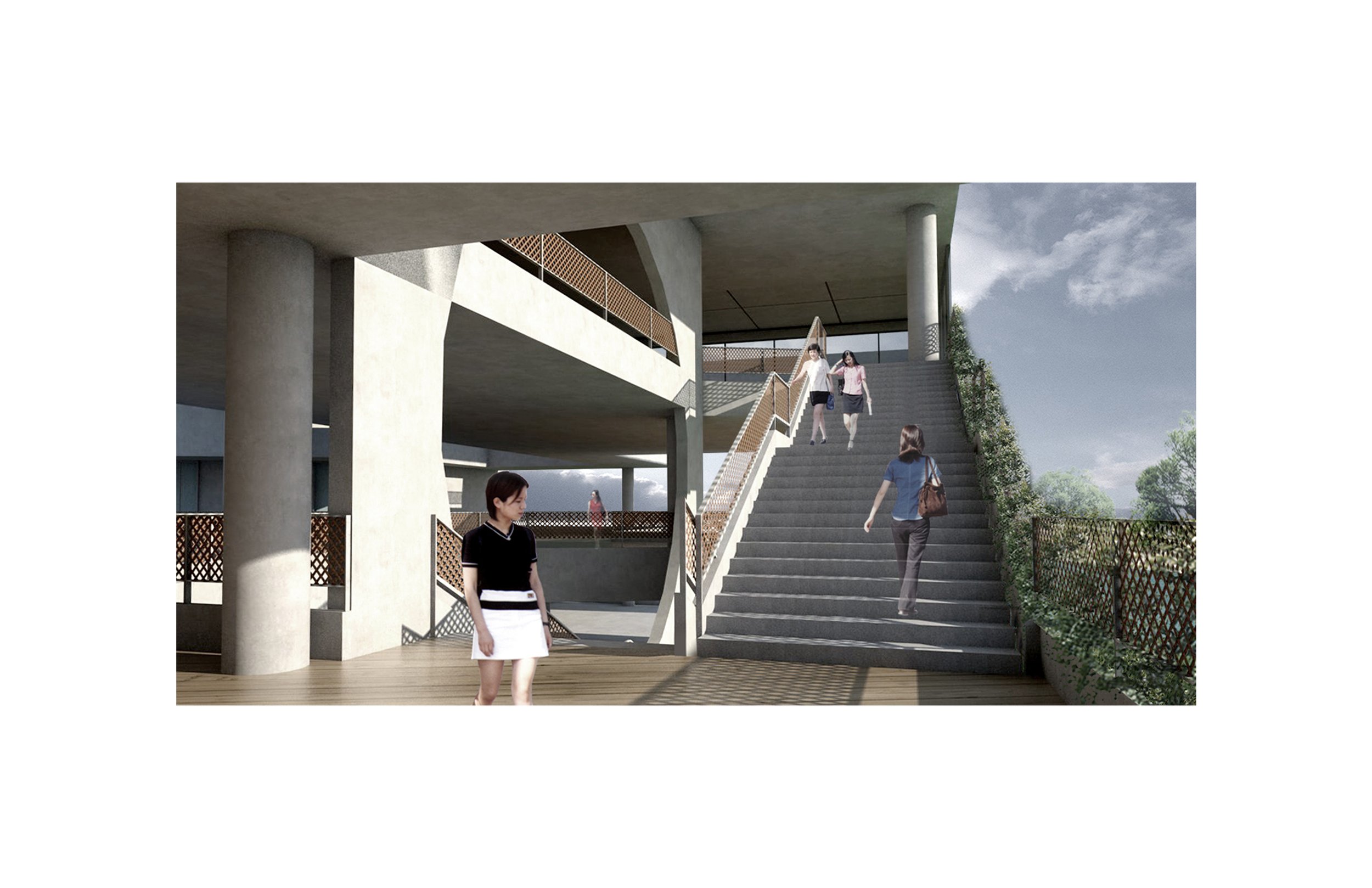 Rendering - Library Building Stairs