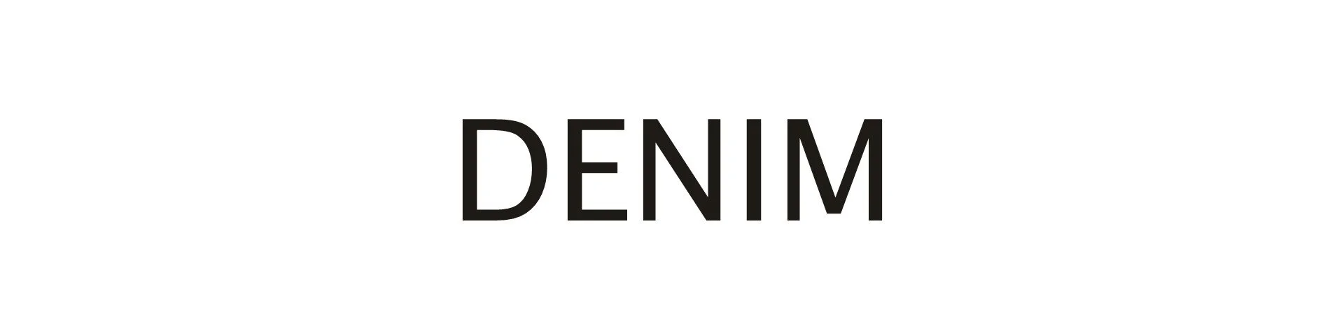 White background with the word DENIM in black