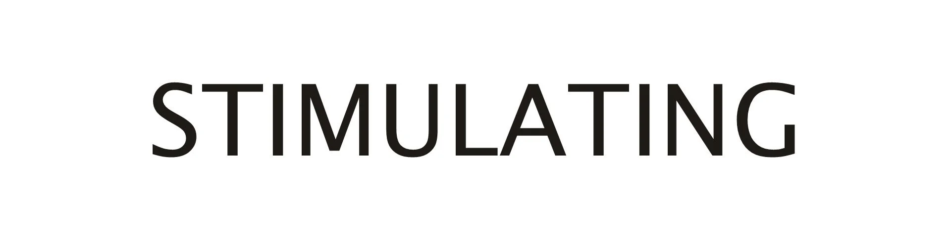 White background with the word STIMULATING in black