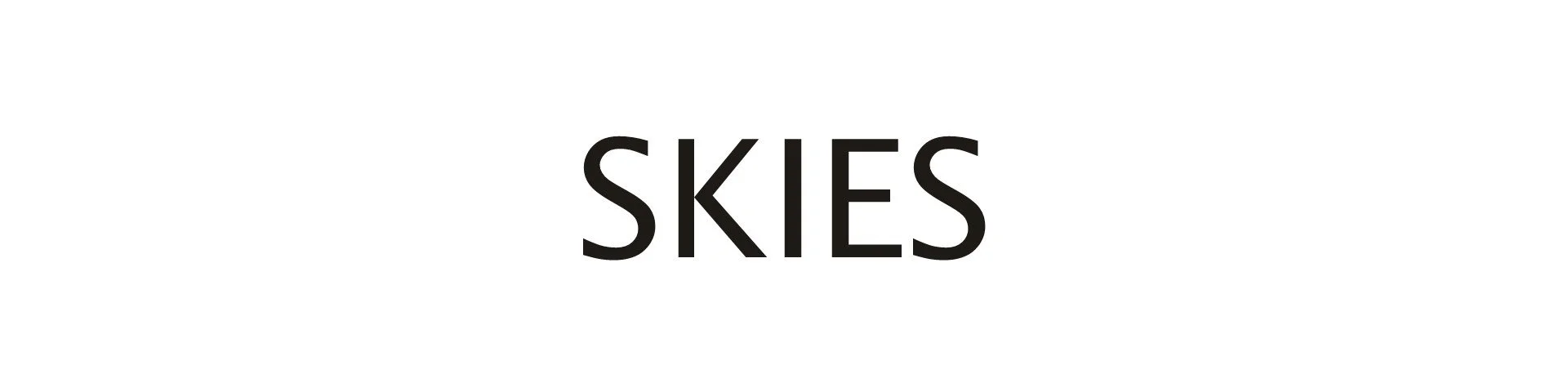 White background with the word SKIES in black