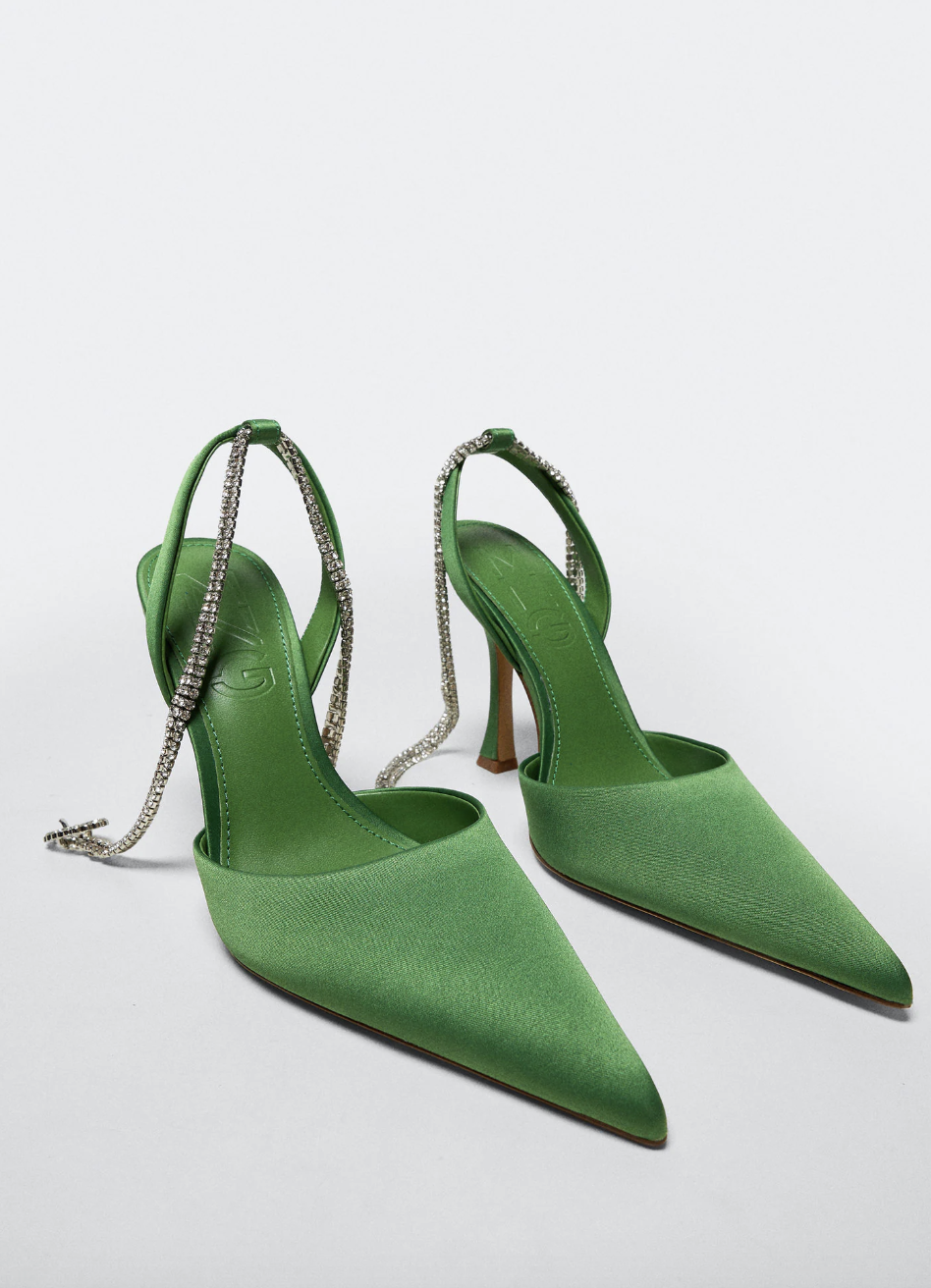 GREEN SATIN HEELS