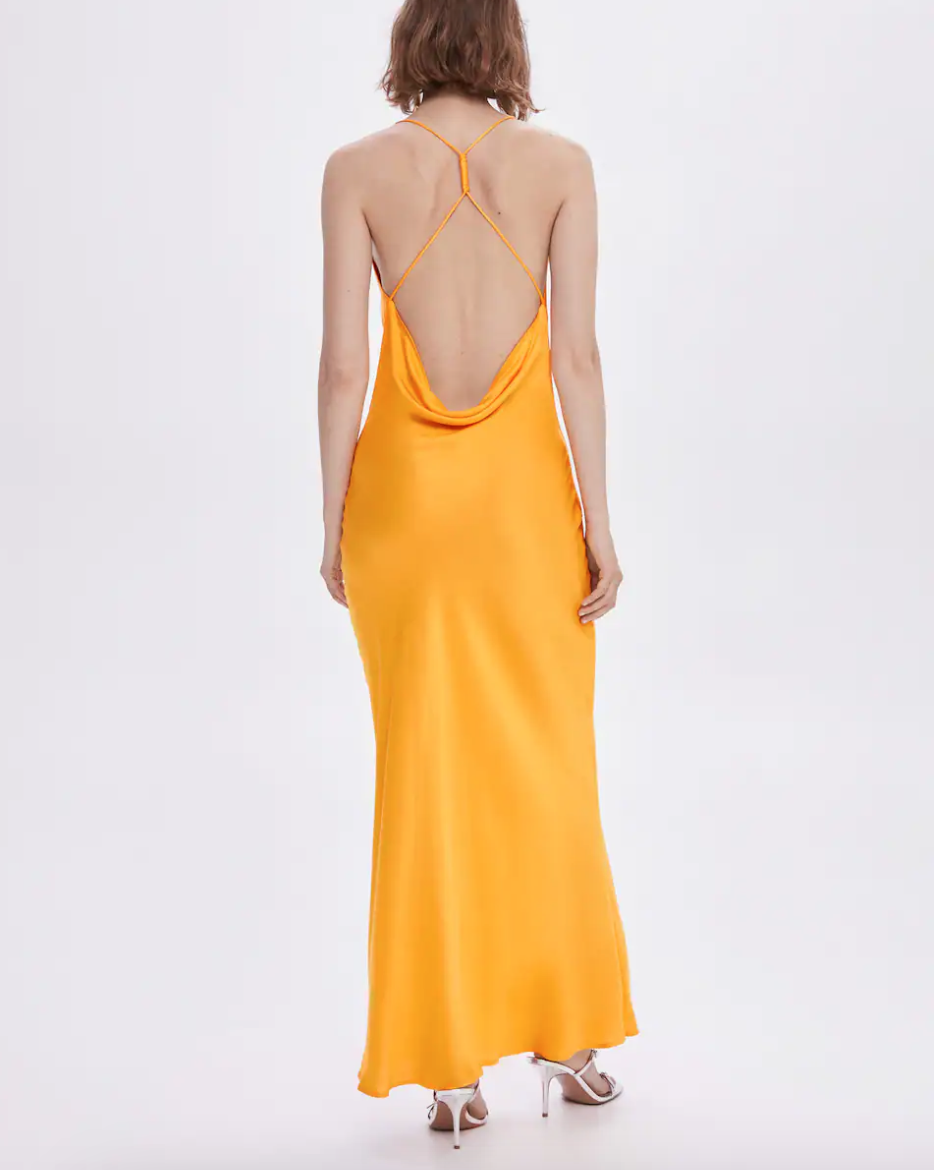 DRAPED SATIN DRESS