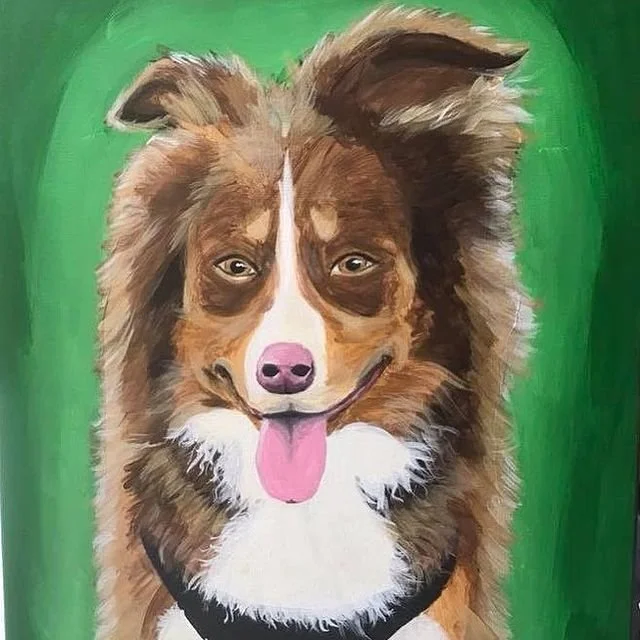 Painting of my dog, Sansa. Acrylic on canvas.