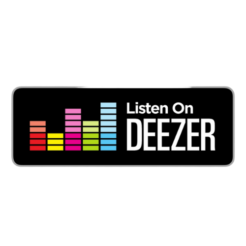 Smartphone screen displaying 'Listen On Deezer' with a colorful audio equalizer graphic on a black background.