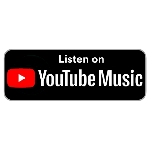 A digital screen displaying a YouTube Music advertisement with the YouTube logo, a red play button, and the text 'Listen on YouTube Music'.