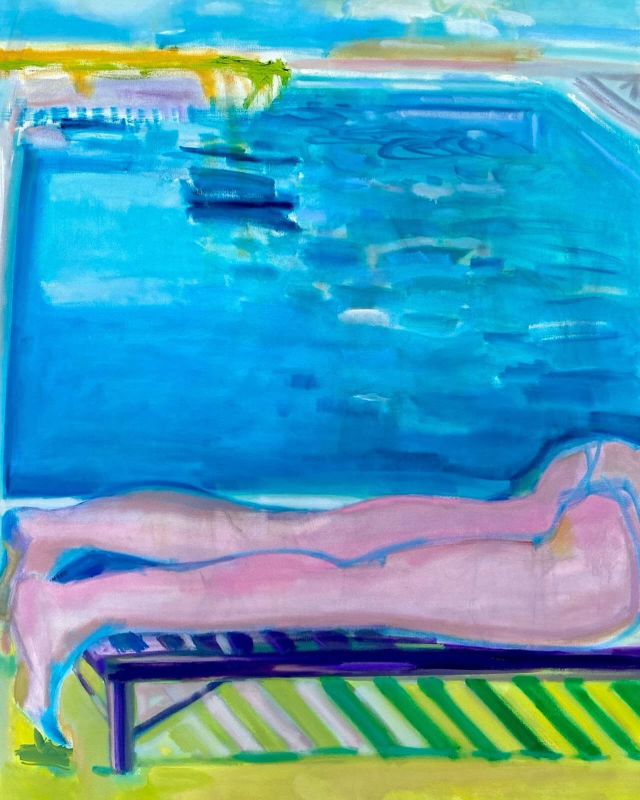 On this warm day&hellip;why not?!?
36 x 48&rdquo;

#poolside #beachday #figurativeart #figurativepainting #summervibes #chillvibes #chillaxing #oilpainting #caryl_hull_leavitt #thegoodlife
