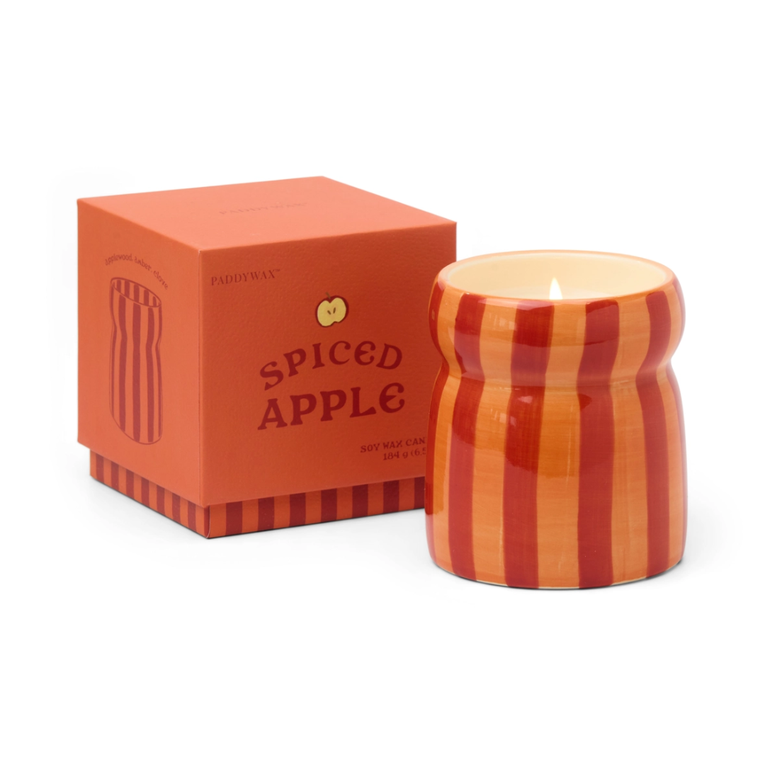 Cabana Red Coral Striped Ceramic Candle - Spiced Apple.png
