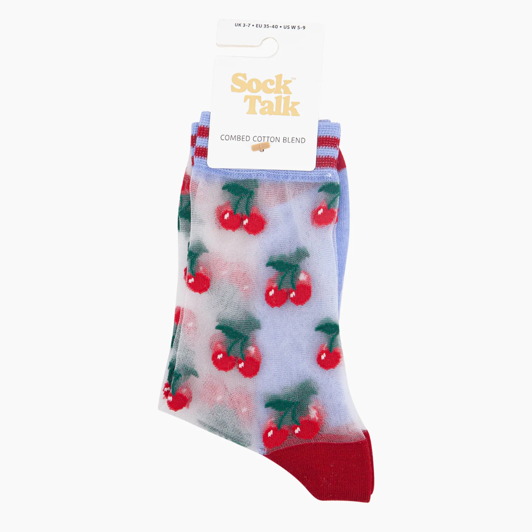 Cherry Fruit Combed Cotton Sheer Pop Socks3.png