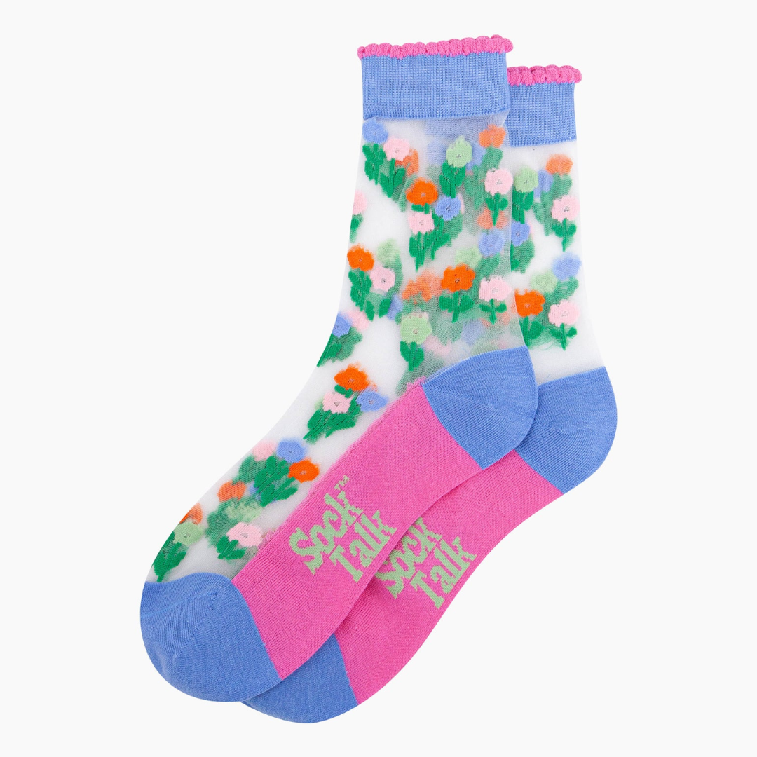 Floral Posy Combed Cotton Sheer Pop Socks in Blue2.png