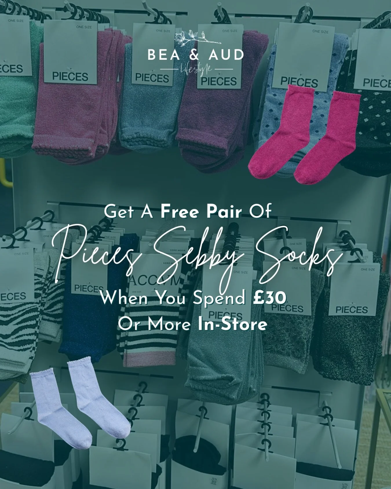 This week spend &pound;30 or more in-store and get a pair of our gorgeous Pieces Sebby socks free!💕

Keep them for yourself or share the love and gift them to a friend. Which pair would you take home? Let me know in the comments.😊

⭐️beaandaudlifes