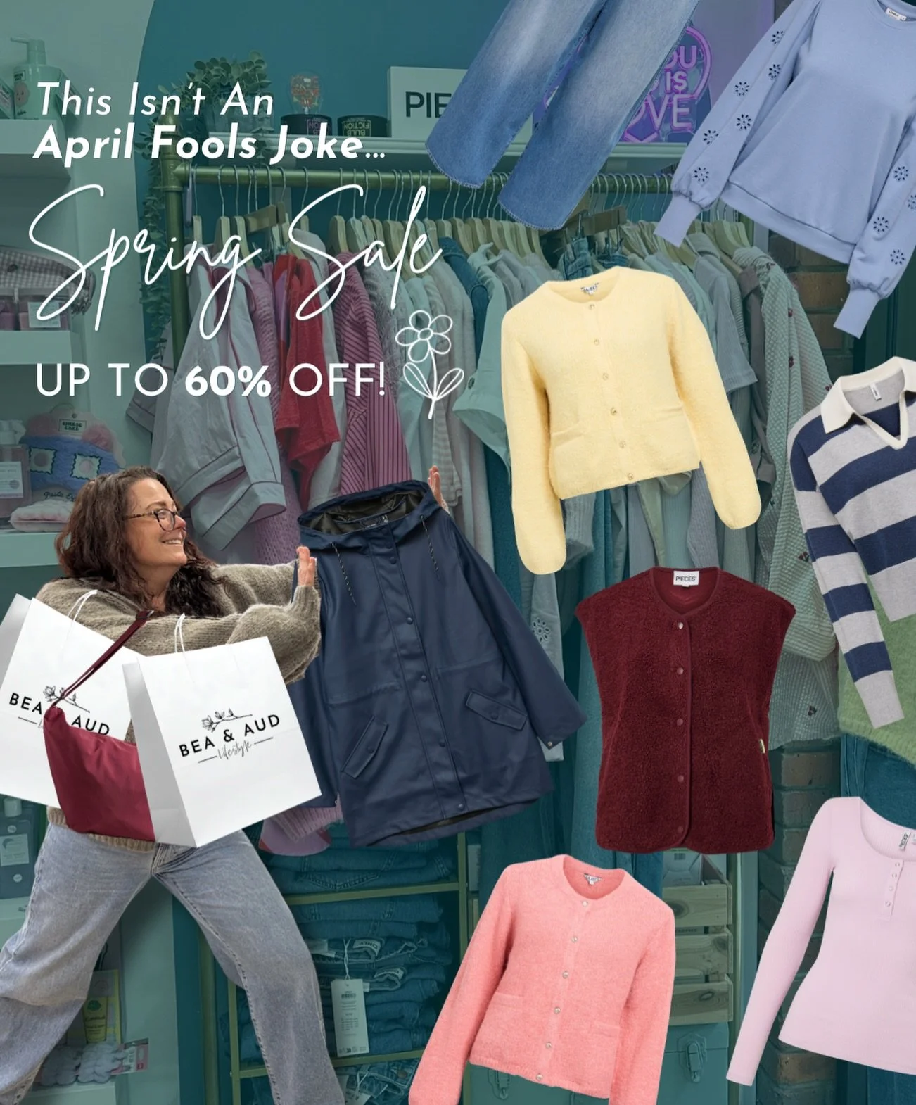 This isn&rsquo;t a joke! Up to 60% off some of our favourite spring pieces!💐

Shop our Spring Sale live on our website!🌷

⭐️beaandaudlifestyle.com
⭐️5 Meadow Walk, Buckingham, MK18 1RS

#springsale #springfashion2026