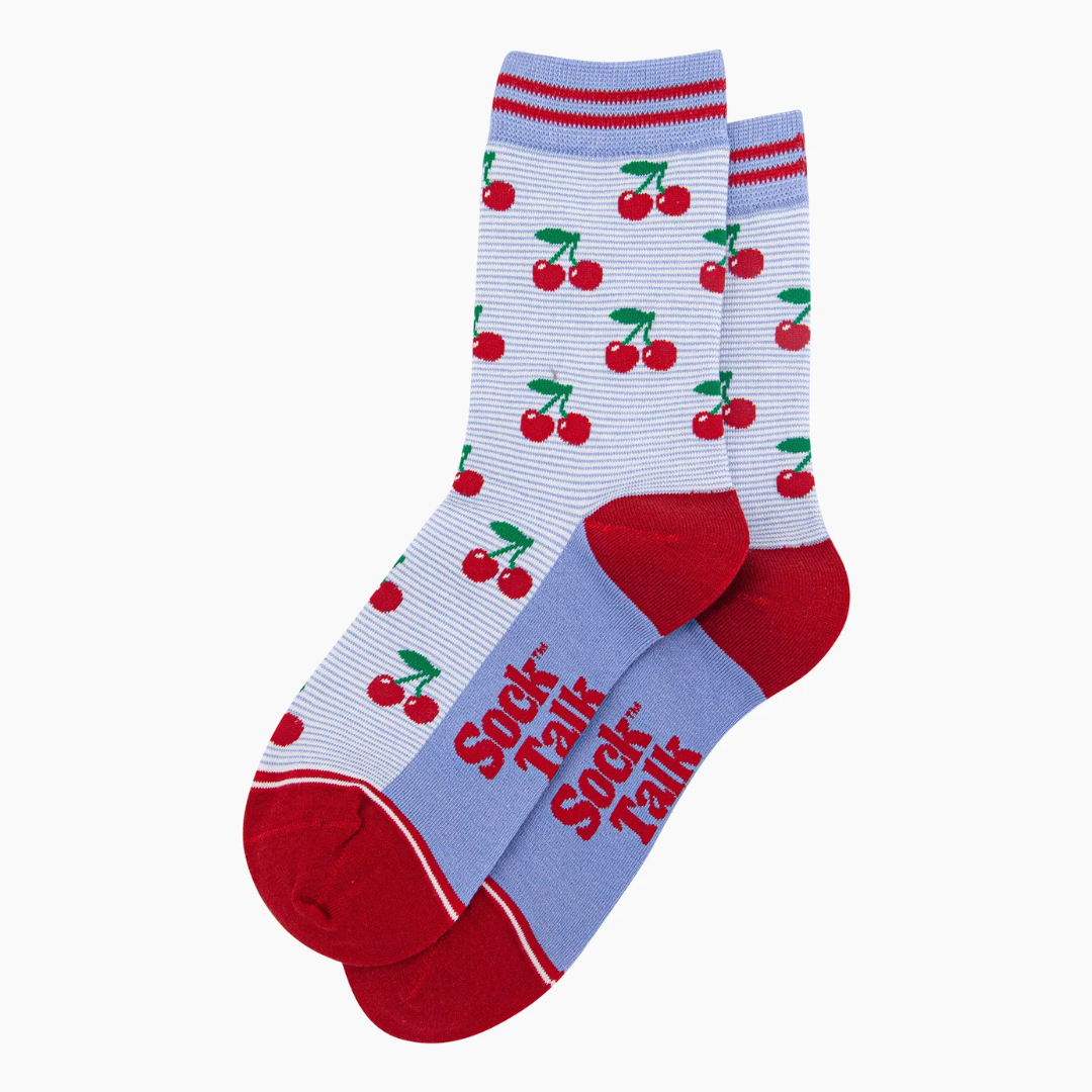 Cherry Striped Bamboo Socks in Blue2.png