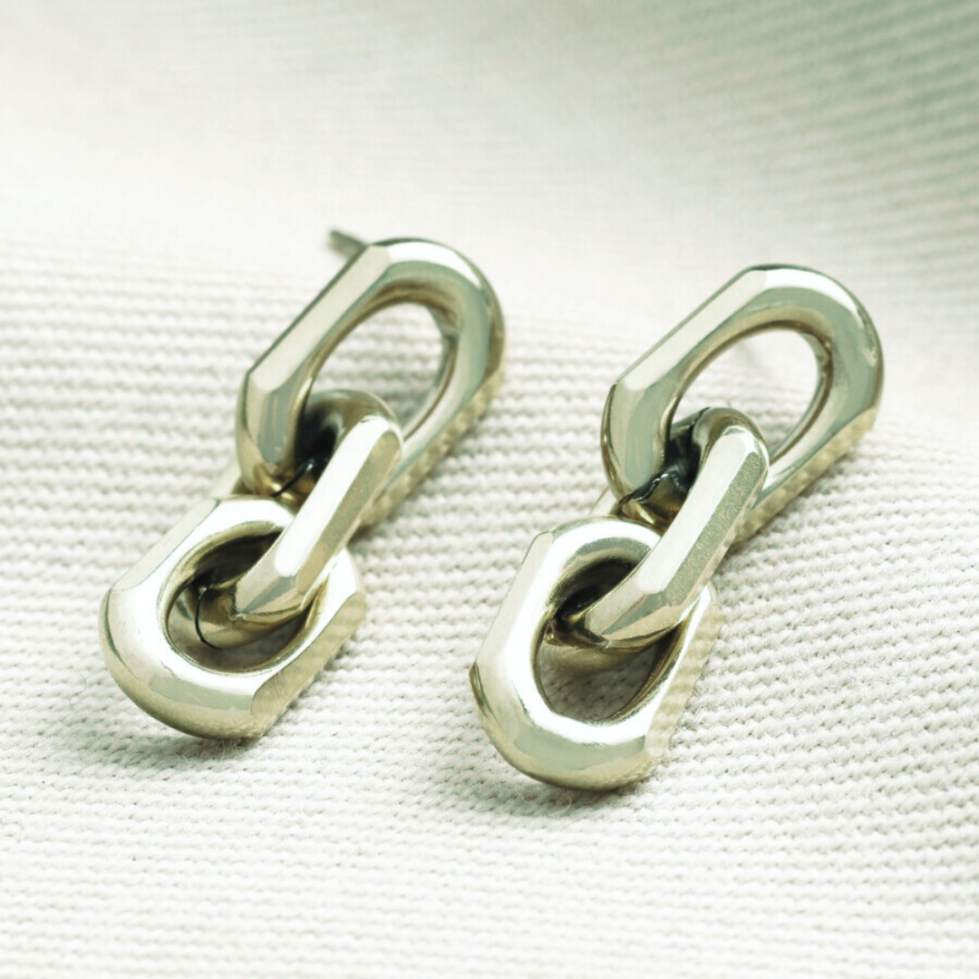 Lisa Angel Stainless Steel Paperclip Drop Earrings in Silver
