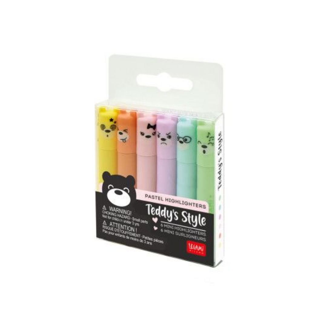 Legami Teddy' S Style - Set Of 6 Mini Pastel Highlighters.png