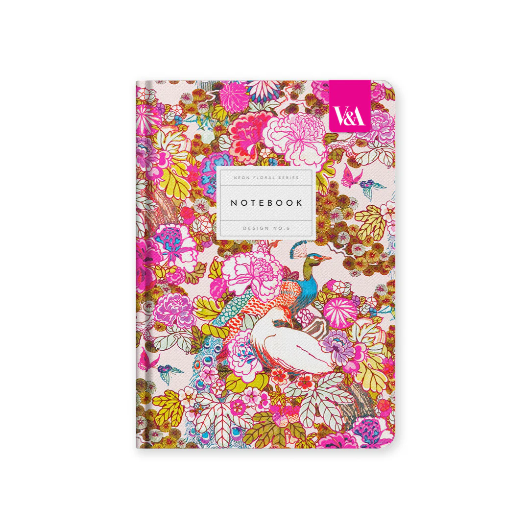 Neon Floral Peacock Floral Hardback Notebook (A5) (12838).png
