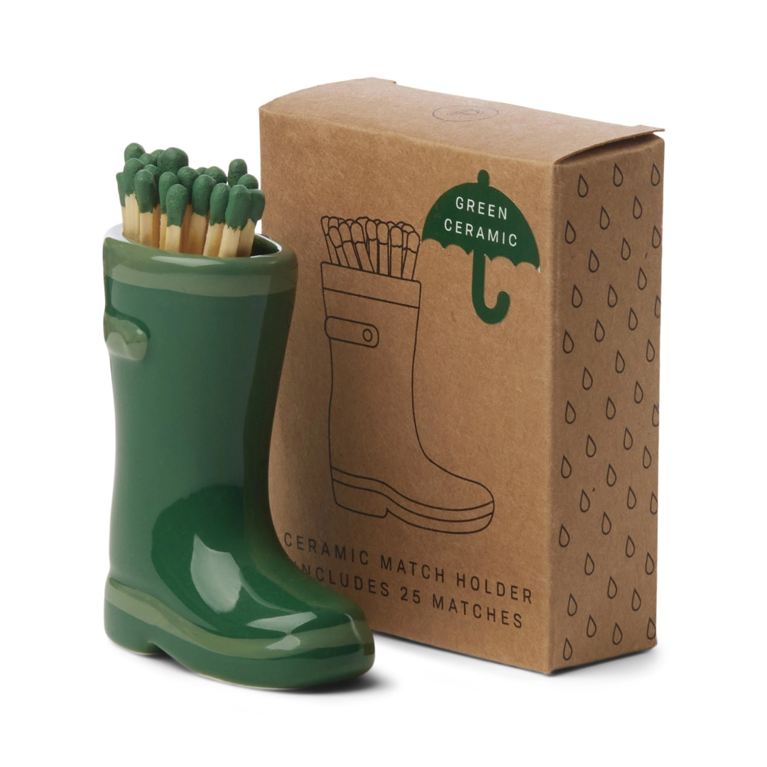 Paddywax Wellington Boot Holder with 25 Matches - Green.png