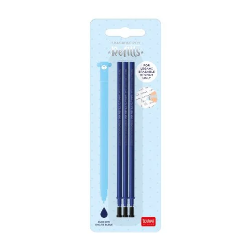Legami Erasable Pen Refills 3pk - Blue