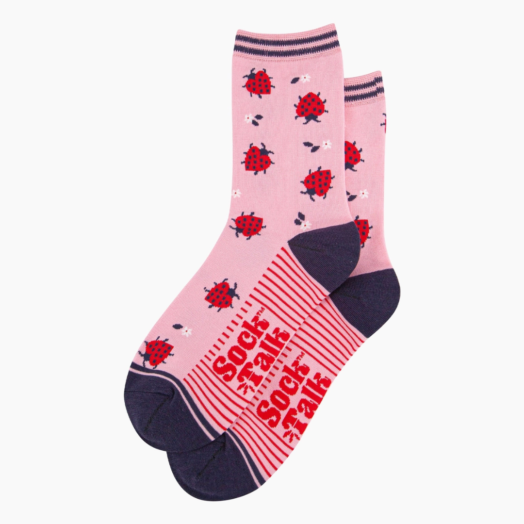 Women's Bamboo Socks - Pink, Ladybird2.png