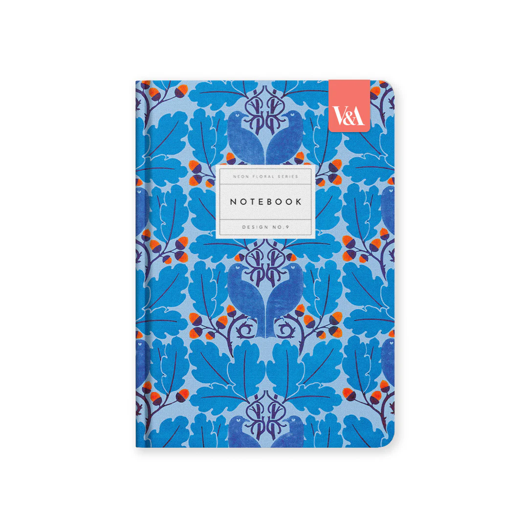Neon Floral Blue Birds Hardback Notebook (A5) (12836).png