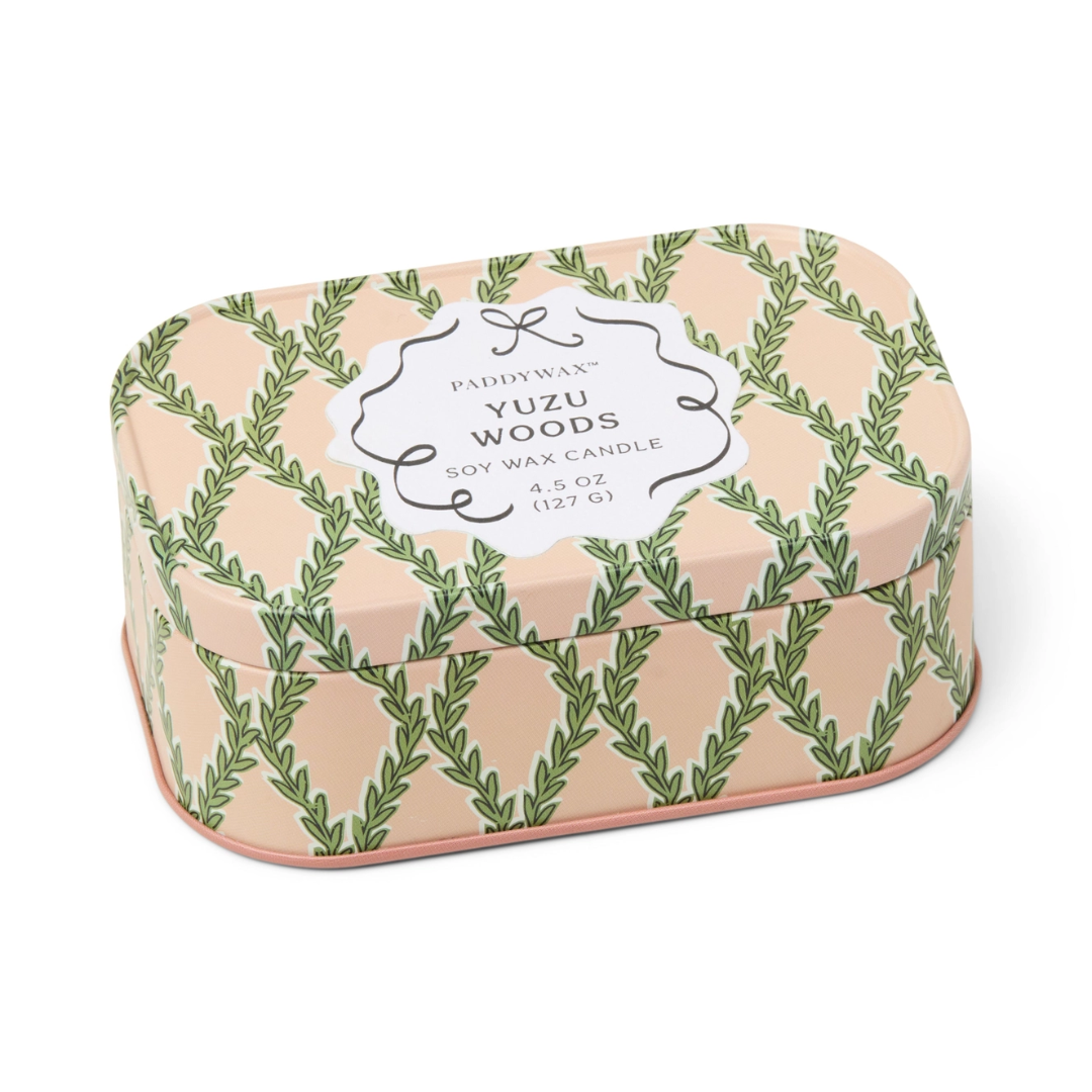 Cherie Printed Tin Candle - Pink & Green - Yuzu Woods2.png