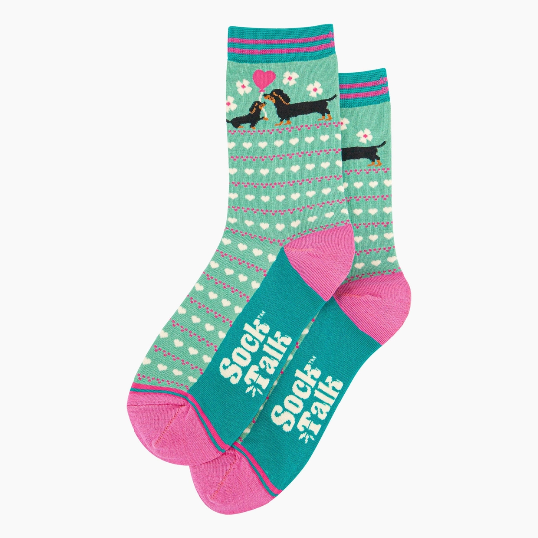 Women's Bamboo Socks - Mint, Sausage Dog & Puppy2.png