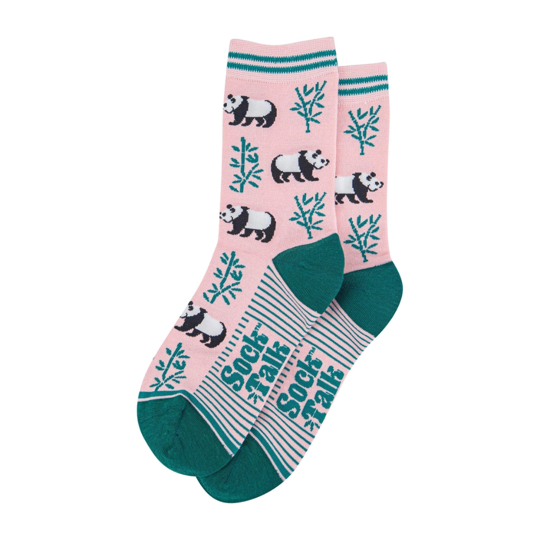 Women's Bamboo Socks - Light Pink Green, Panda2.png
