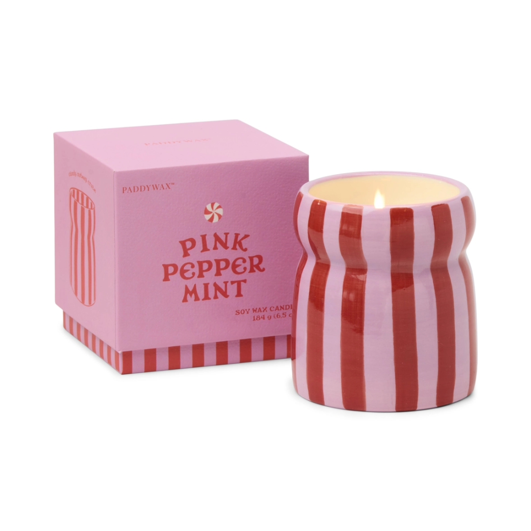 Cabana Red Pink Striped Ceramic Candle - Pink Peppermint2.png